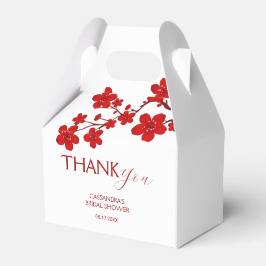 Rode Kersenbloesem Bloem Bruiloft Feest Bedankdoosjes (Voorkant Zijde)