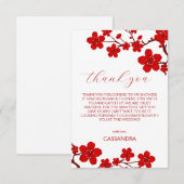 Rode Kersenbloesem Bloem Bruiloft Feest Bedankkaart (Voorkant / Achterkant)