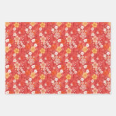 Rode Kersenbloesem Bloomscape en Stripes Inpakpapier Vel (Voorkant 3)