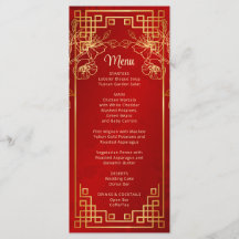 Rode Kersenbloesem Chinese Trouw Menu Kaart