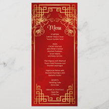 Rode Kersenbloesem Chinese Trouw Menu Kaart
