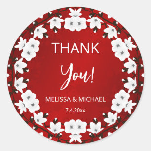 Rode Kersenbloesem Dank U Trouw Favor   Ronde Sticker