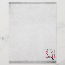 Rode kersenbloesem drie kunst "Geschenk van het le Briefhoofd