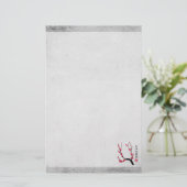 Rode kersenbloesem drie kunst "Geschenk van het le Briefpapier (Staand voorkant)