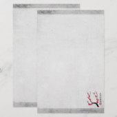 Rode kersenbloesem drie kunst "Geschenk van het le Briefpapier (Voorkant / Achterkant)