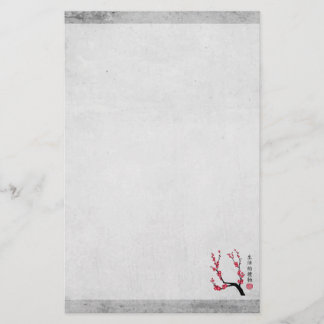 Rode kersenbloesem drie kunst "Geschenk van het le Briefpapier