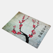 Rode kersenbloesem drie kunst 'Gift of life' Deurmat (Schuin)