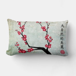 Rode kersenbloesem drie kunst 'Gift of life' Kussen