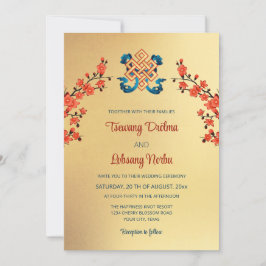 Rode Kersenbloesem Eindeloze knoop Tibetaanse brui Kaart