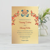 Rode Kersenbloesem Eindeloze knoop Tibetaanse brui Kaart (Staand voorkant)