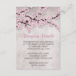 Rode Kersenbloesem Ontvangstkaarten met Landelijke Informatiekaartje