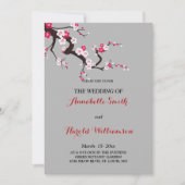 Rode Kersenbloesem Roze Witte bloemen trouwkaart Kaart (Voorkant)