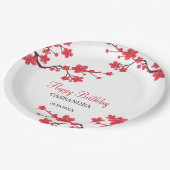 Rode Kersenbloesem Sakura Bloemen Verjaardag Papieren Bordje (Gekanteld)