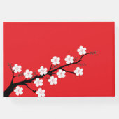 Rode kersenbloesem thema bruiloft gastenboek (Achterkant)