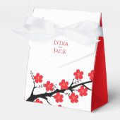 Rode kersenbloesem thema bruiloft gunst dozen bedankdoosjes (Voorkant Zijde)