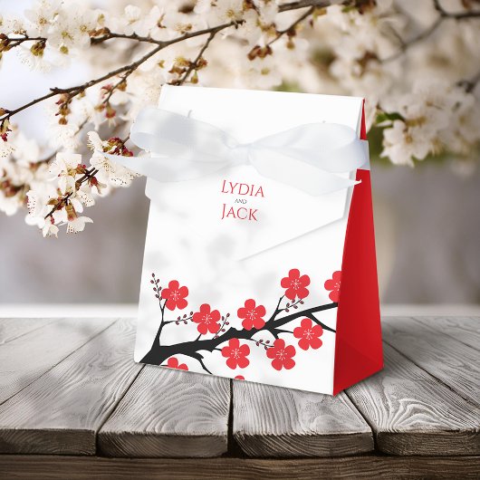 Rode kersenbloesem thema bruiloft gunst dozen bedankdoosjes