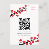 Rode kersenbloesem thema bruiloft informatiekaartje (Voorkant)