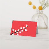 Rode kersenbloesem thema bruiloft plaatskaartje (Achterkant)