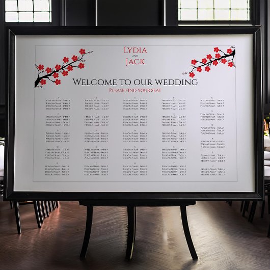 Rode kersenbloesem thema bruiloft poster