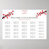 Rode kersenbloesem thema bruiloft poster (Voorkant)