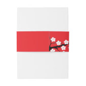 Rode kersenbloesem thema bruiloft uitnodigingen wikkel (Achterkant Voorbeeld)