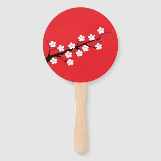 Rode Kersenbloesem Theme Wedding Hand Fan Handwaaier (Achterkant)