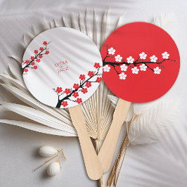 Rode Kersenbloesem Theme Wedding Hand Fan Handwaaier
