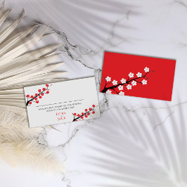Rode Kersenbloesem Theme Wedding Place Card Plaatskaartje