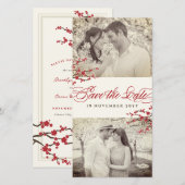 Rode Kersenbloesems Aziatische Zen Sakura Bloemen  Save The Date (Voorkant / Achterkant)