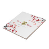 Rode Kersenbloesems Elegante Chinese bruiloft guns Tegeltje (Zijkant)