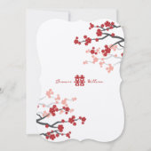 Rode kersenbloesems en dubbele Xi Chinese bruiloft Kaart (Voorkant)