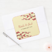 Rode Kersenbloesems Sakura Aziatische bruiloft gun Vierkante Sticker (Envelop)