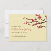 Rode Kersenbloesems Sakura Bloemen Aziatische Brui Kaart (Voorkant)