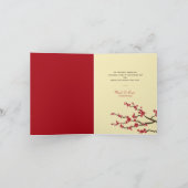 Rode Kersenbloesems Sakura Elegante Aziatische Bru Bedankkaart (Binnen)