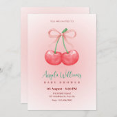 Rode kersenboog baby shower kaart (Voorkant / Achterkant)