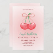 Rode kersenboog verjaardag kaart (Voorkant / Achterkant)