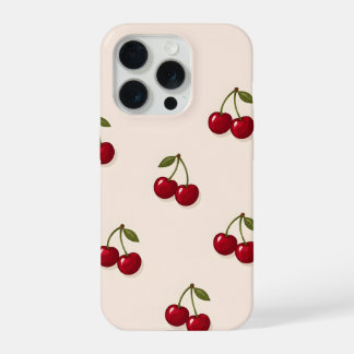 Rode Kersenfruit Retro Patroon iPhone 15 Pro Case