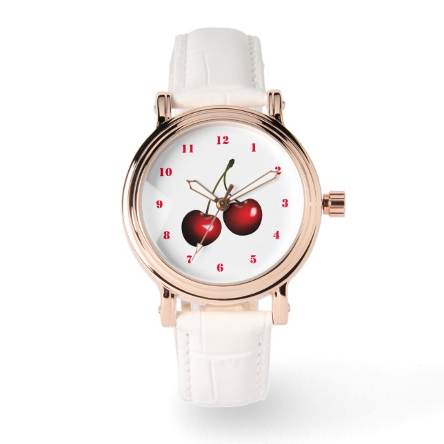 Rode Kersenhorloge Cadeau Horloge (Voorkant)