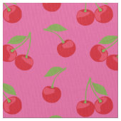 Rode kersenpatroon op roze stof (Close Up)