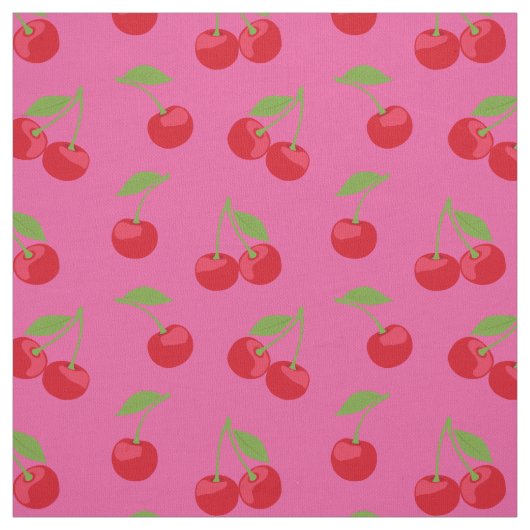 Rode kersenpatroon op roze stof (Swatch)