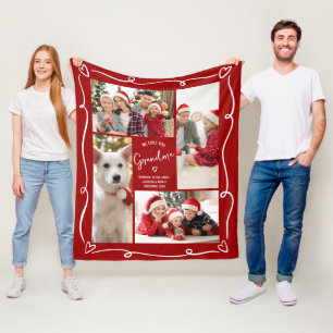 Rode Kerst 4 Foto's We Love You Oma Doodles Fleece Deken