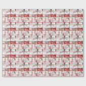 Rode Kerst 8 Fotocollage Gepersonaliseerde Custom Cadeaupapier (Vlak)