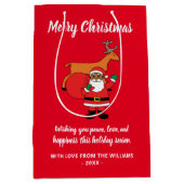 Rode kerst-Amerikaanse kerstkerstman Medium Cadeauzakje (Voorkant)