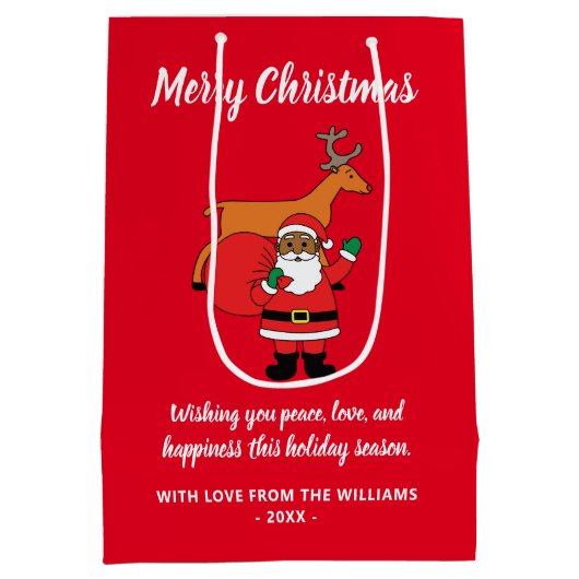 Rode kerst-Amerikaanse kerstkerstman Medium Cadeauzakje (Achterkant)