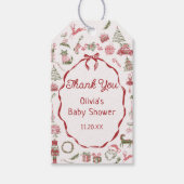 Rode Kerst Baby Shower Bedankje Gift Tag Cadeaulabel (Voorkant)