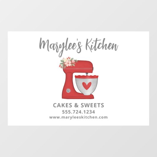 Rode Kerst Bakkerij Pastry Chef Bedrijf Raamsticker (Vel)