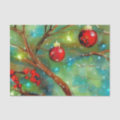 Rode kerst Baubles en gloeiende lichten Tissuepapier (Voorkant)