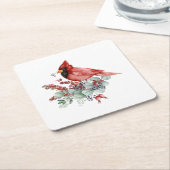 Rode kerst bij rode kardinaal Eucalyptus Kartonnen Onderzetters (Schuin)