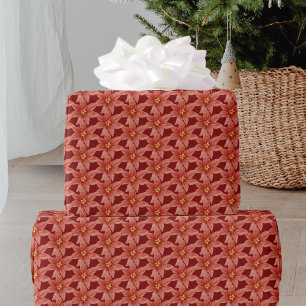 Rode Kerst Bloem Botanische Bloemen Patroon Cadeaupapier