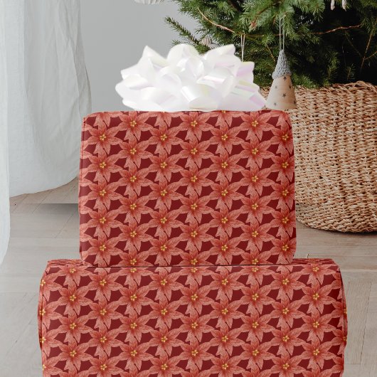 Rode Kerst Bloem Botanische Bloemen Patroon Cadeaupapier